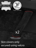 RED STITCHING 2X FRONT DOOR HANDLE SUEDE COVERS FITS AUDI TT MK2 2006-2014