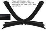 BLACK STITCH 2X A POST PILLAR LEATHER SKIN COVERS FITS PORSCHE CAYMAN 2005-2012