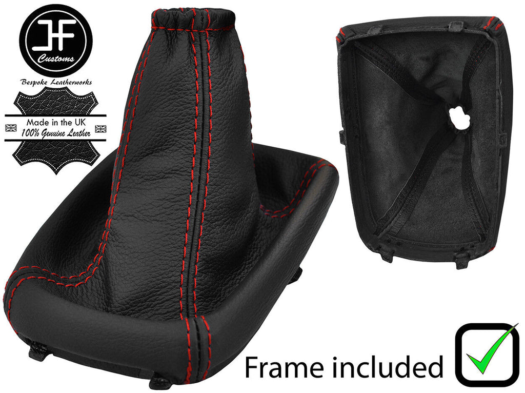 RED  STITCH LEATHER GEAR GAITER+PLASTIC FRAME FOR CHEVROLET LACETTI 05-12