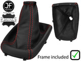 RED  STITCH LEATHER GEAR GAITER+PLASTIC FRAME FOR CHEVROLET LACETTI 05-12
