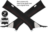 RED  STITCHING  2X A PILLAR REAL SUEDE COVERS FITS TESLA MODEL S 2012-2016
