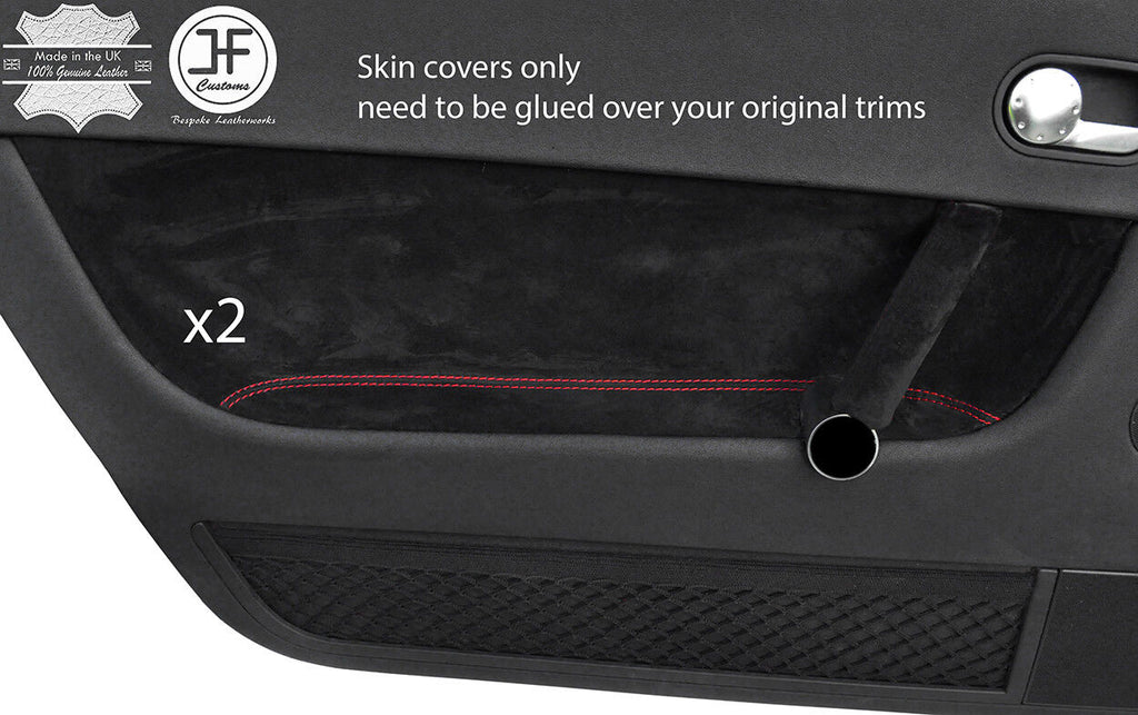 RED STITCHING 2X FRONT DOOR CARD SUEDE COVERS FITS AUDI TT MK1 1998-2006