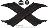 ORANGE STITCH 2X A PILLAR SUEDE COVERS FITS BMW MINI COOPER R50 R53 2001-2006