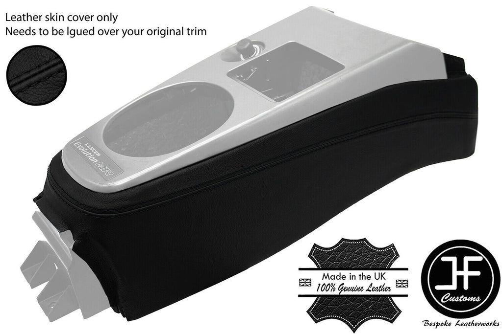 BLACK STITCH CENTRE CONSOLE TRIM LEATHER COVER FOR MITSUBISHI LANCER EVO 7 8 9