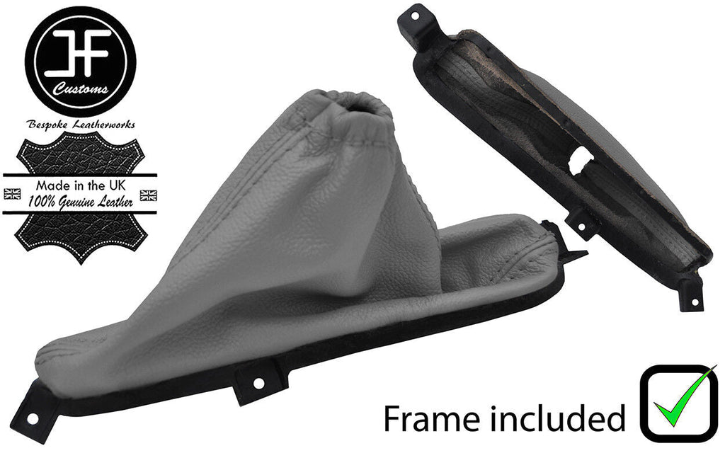 GREY LEATHER HANDBRAKE GAITER WITH PLASTIC FRAME FOR KIA SORENTO MK1 2002-2009