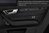 BLACK STITCH 2X FRONT DOOR CARD TRIM SKIN COVER FITS AUDI A6 C6 2005-2011