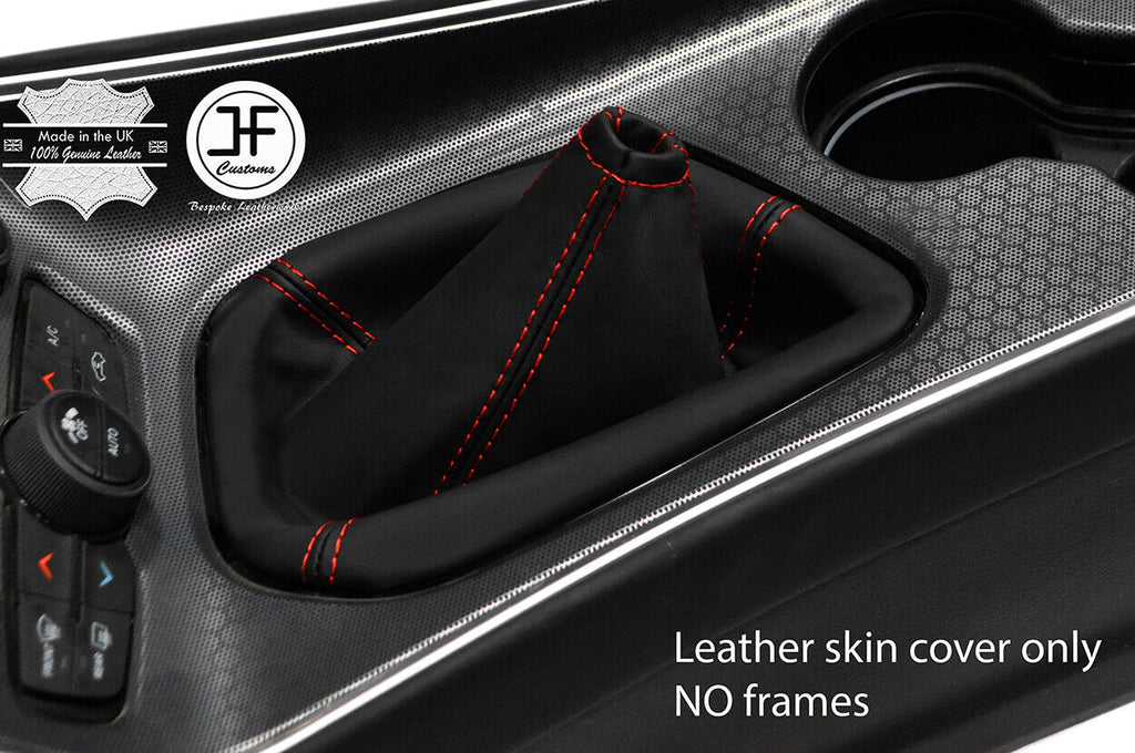RED STITCHING MANUAL SMOOTH LEATHER GEAR GAITER FOR DODGE CHALLENGER 2015-19