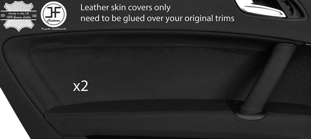 BLACK STITCH 2X FRONT DOOR CARD NAPPA LEATHER COVERS FITS AUDI TT MK2 2006-2014