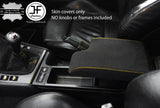 YELLOW STITCH REAL SUEDE GEAR HANDBRAKE & ARMREST COVER FITS BMW E46 1999-2005