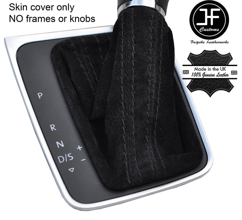BLACK STITCH SUEDE DSG AUTOMATIC GEAR GAITER FITS VW GOLF MK7 VII 2013-2017