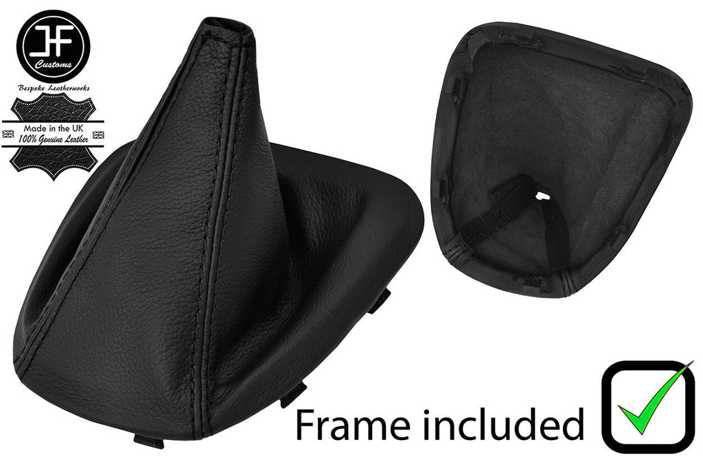 BLACK STITCH LEATHER GEAR GAITER+PLASTIC FRAME FITS FIAT BRAVO II MK2 07-14