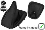BLACK STITCH LEATHER GEAR GAITER+PLASTIC FRAME FITS FIAT BRAVO II MK2 07-14