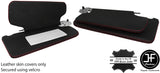 RED STITCH 2X DOUBLE SUN VISOR REAL LEATHER COVERS FOR RANGE ROVER L322 02-09
