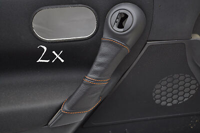 FITS RENAULT MEGANE  2002-2008 2X DOOR HANDLE COVERS orange stitching CUSTOM NEW