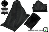 BLACK STITCH LEATHER GEAR GAITER+PLASTIC FRAME+TOP RING FOR HONDA CIVIC 88-95