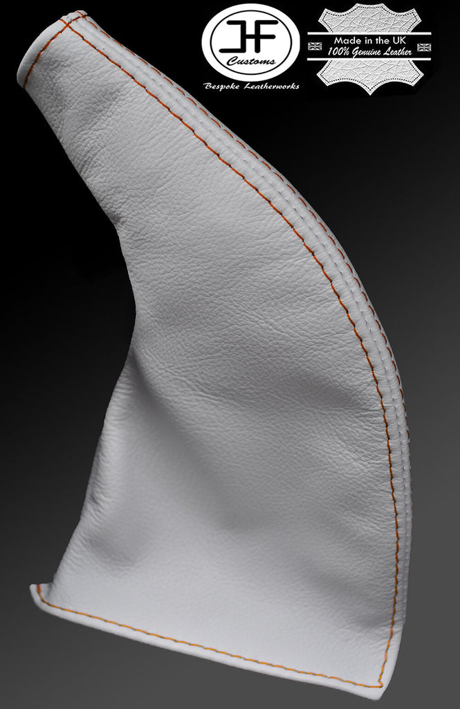 ORANGE STITCH FITS MAZDA MX5 MK1 MK2 NB NA 89-05 CUSTOM HANDBRAKE WHITE LEATHER