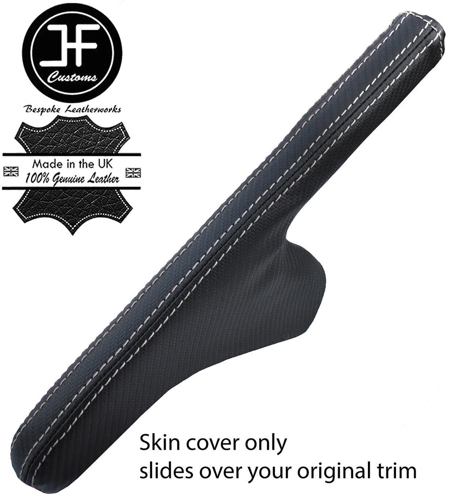WHITE STITCH CARBON FIBER VINYL HANDBRAKE GAITER FOR FORD FIESTA MK6 MK7 02-08