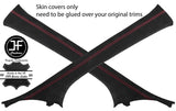 RED STITCH 2X A PILLAR REAL SUEDE COVERS FITS HONDA CIVIC MK9 2012-2018