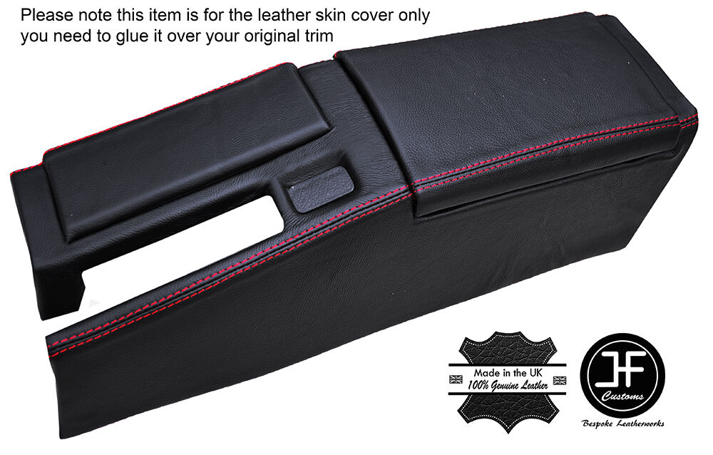 RED STICH CENTRE CONSOLE & ARMREST LEATHER COVERS FOR HONDA CRX DEL SOL 92-98