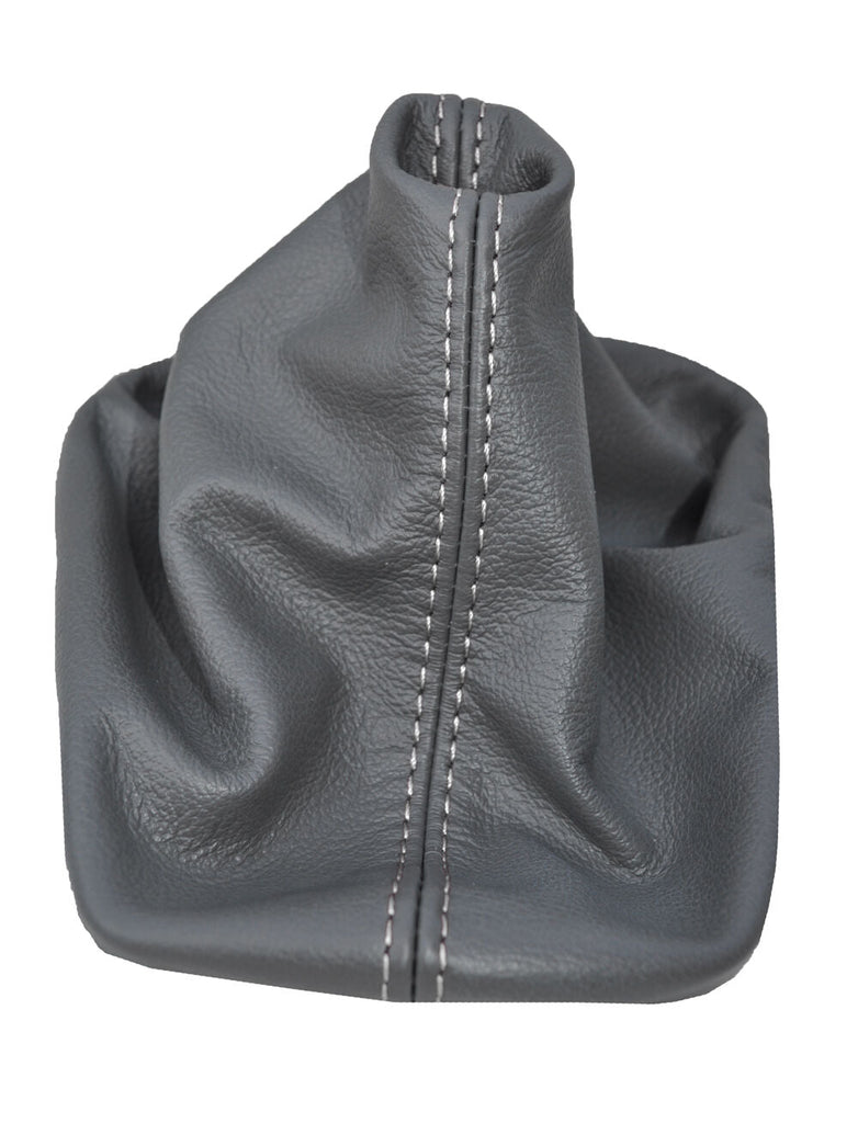 WHITE STITCH FITS AUDI A2 1999-2005 GREY REAL LEATHER GEAR GAITER CUSTOM NEW