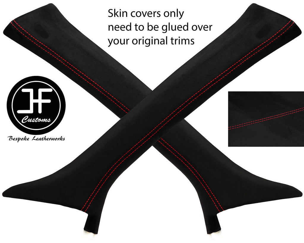 RED STITCH 2X  A POST PILLAR  LUXE SUEDE COVERS FITS AUDI Q5 2008-2015