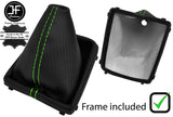 GREEN  STITCH CARBON VINYL GEAR GAITER+PLASTIC FRAME FOR FORD FOCUS MK2 FL 08-11