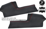 RED STITCH 2X KNEE PAD REAL LEATHER COVERS FITS LOTUS ELITE ECLAT 1975-1982