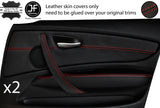 RED STICH 2X FRONT DOOR CARD+HANDLE+DOOR ARMREST LETHR COVER FOR BMW E87 DSG2