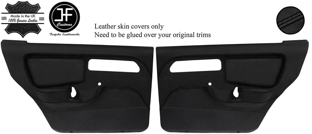 BLACK BLACK LEATHER 2X REAR DOOR CARD COVERS FOR FORD SIERRA RS COSWORTH JF1