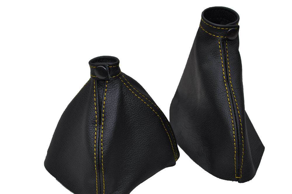 YELLO  DOUBLE STITCHING  FITS ALFA ROMEO 159 2005-2011 REAL LEATHER GAITERS SET