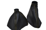 YELLO  DOUBLE STITCHING  FITS ALFA ROMEO 159 2005-2011 REAL LEATHER GAITERS SET