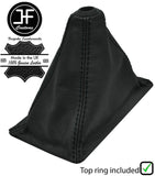 BLACK STITCH LEATHER GEAR GAITER WITH TOP RING FOR HONDA INTEGRA 94-01