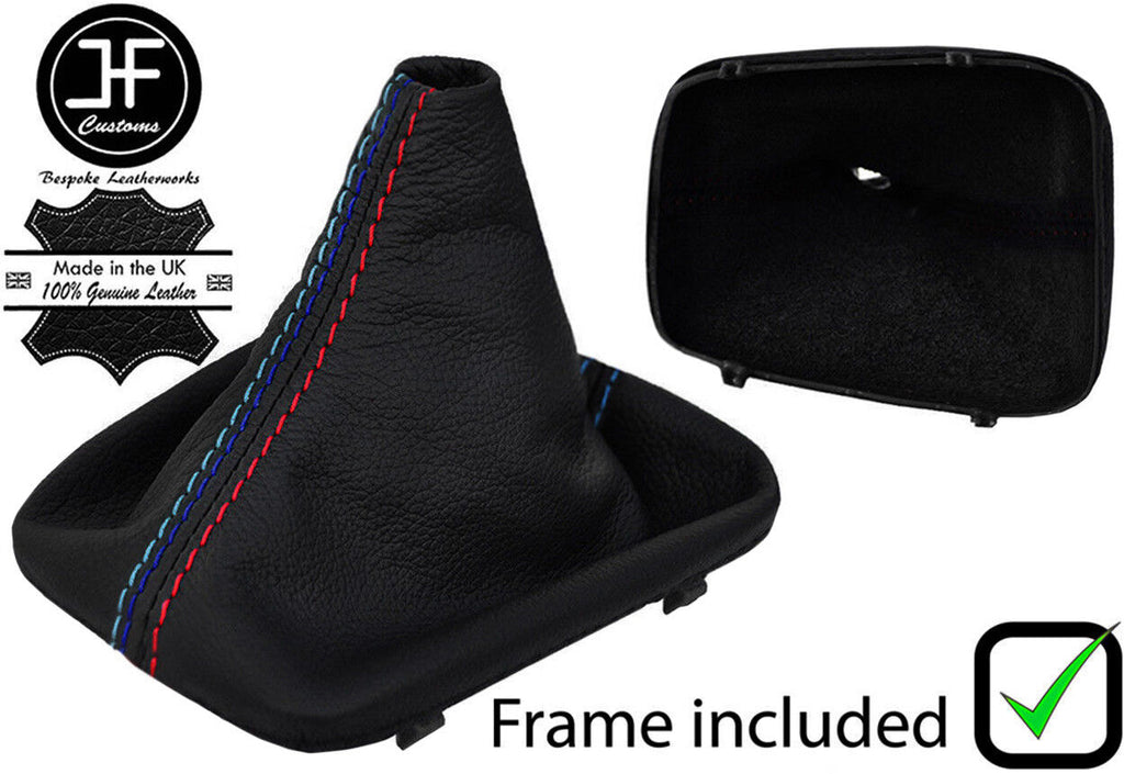 BLUE & TRI STITCHING LEATHER GEAR GAITER+PLASTIC FRAME FOR BMW E30 81-92