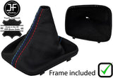 BLUE & TRI STITCHING LEATHER GEAR GAITER+PLASTIC FRAME FOR BMW E30 81-92