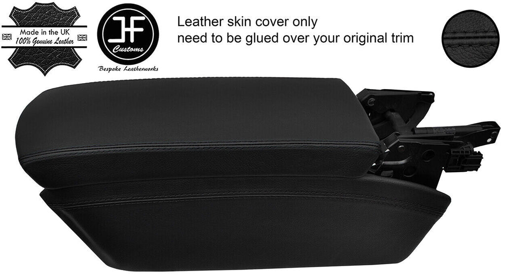 BLACK STITCH TOP GRAIN LEATHER ARMREST LID COVER FOR MERCEDES SL R230 02-11