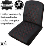 RED  DIAMOND STITCHING 4X REAR SEAT LEATHER COVERS FITS DEFENDER 90 110 83-06