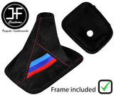 RED STITCH TRI STRIPE MANUAL SUEDE GEAR GAITER+PLASTIC FRAME FOR BMW 5 E34 87-97