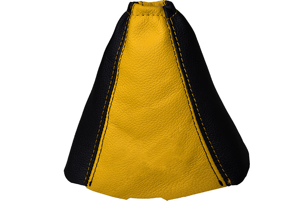 BLACK & YELLOW LEATHER GEAR GAITER FITS FORD FOCUS II 04-08 CUSTOM NEW
