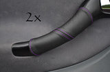 FITS SEAT LEON TOLEDO 99-05  2X FRONT DOOR HANDLE LEATHER COVERS purple stitch