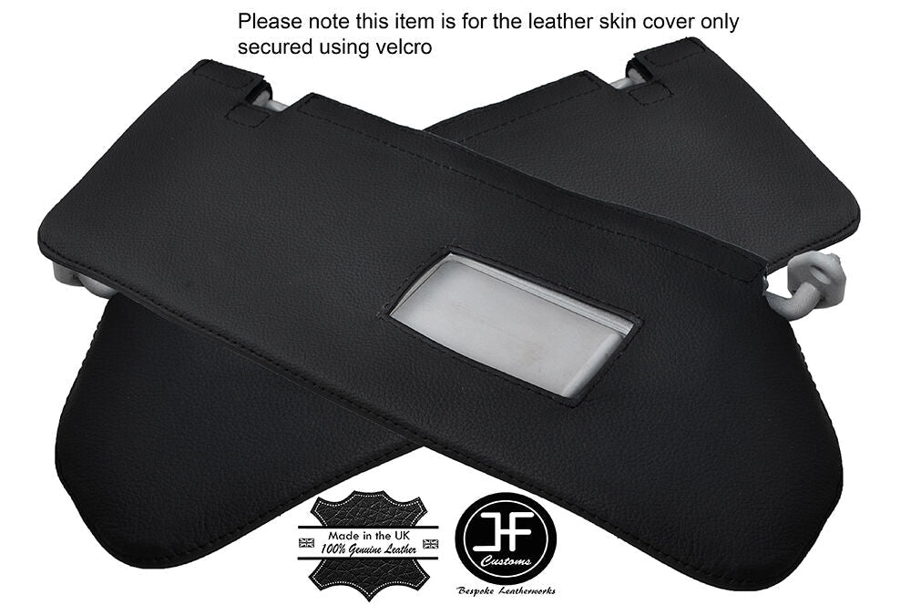 BLACK STITCH 2X SUN VISORS LEATHER COVERS FITS MITSUBISHI PAJERO SHOGUN 00-06