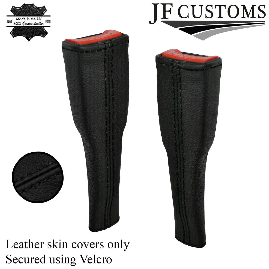 BLACK STITCH 2X SEAT BELT STALK TALL COVERS FOR AUDI Q2 2016-2022 CUSTOM NEW