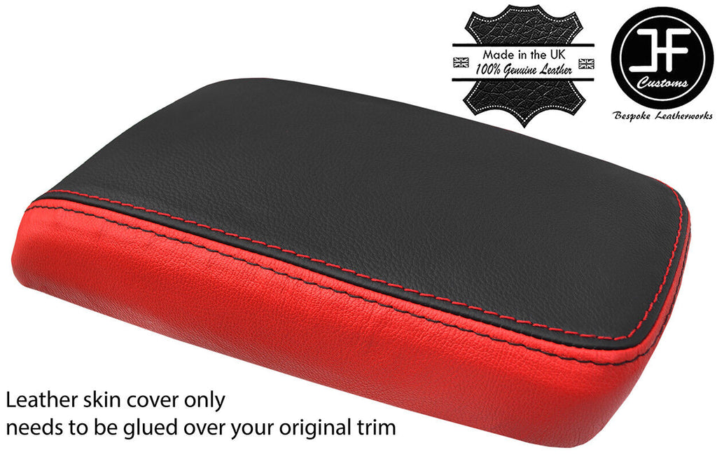 BLACK & RED ARMREST LID REAL LEATHER COVER FITS MERCEDES GLA CLASS 2014-2018