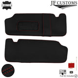 DARK RED CROSS STITCH LEATHER 2X SUN VISOR COVERS FOR AUDI A4 B7 2005-2008