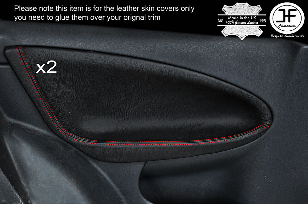 RED STICH 2X REAR DOOR CARD TRIM LEATHER COVER FITS MG ZR ROVER 25 99-05 3 DR