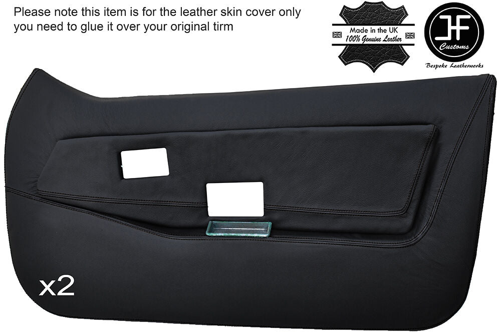 BLACK STITCH 2X FRONT FULL DOOR CARD LEATHER COVERS FITS LOTUS ELITE ECLAT S1