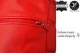1X EXCLUSIVE LUXURY GENUINE LEATHER CUSHION RED QUILTED SQUARES PADDED 18"x18"