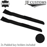 BROWN STITCH PERFORATED LEATHER 2X CAR KEY HOLDER PROTECTOR FITS FIAT 500 07+