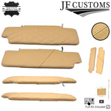 JF2 CREAM LEATHER CROSS DIAMOND STITCH 2X SUN VISOR COVERS FOR DEFENDER 07-14