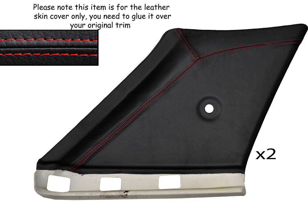 RED STITCH 2X REAR C PILLAR LEATHER COVERS FITS VW GOLF MK2 JETTA 83-92 5DR