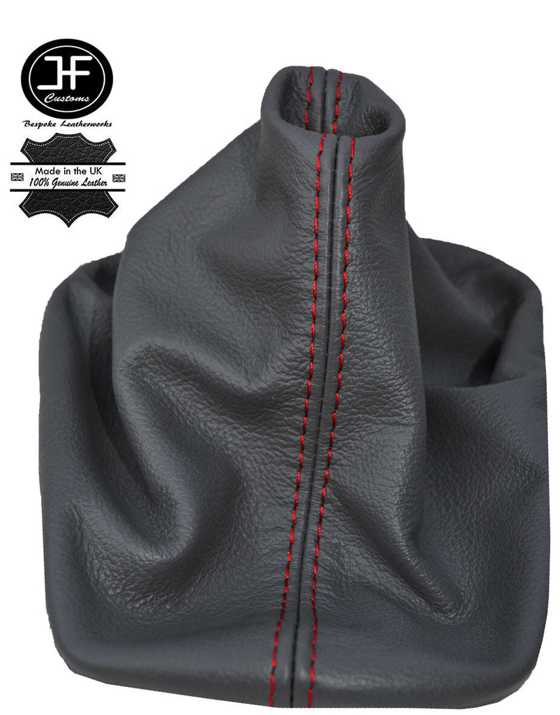 RED STITCH FOR VW POLO 9N 9N2 2002-2009 DARK GREY REAL LEATHER GEAR GAITOR